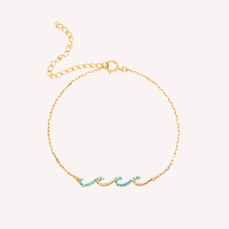 Dainty Ocean Wave Bracelet: Gold