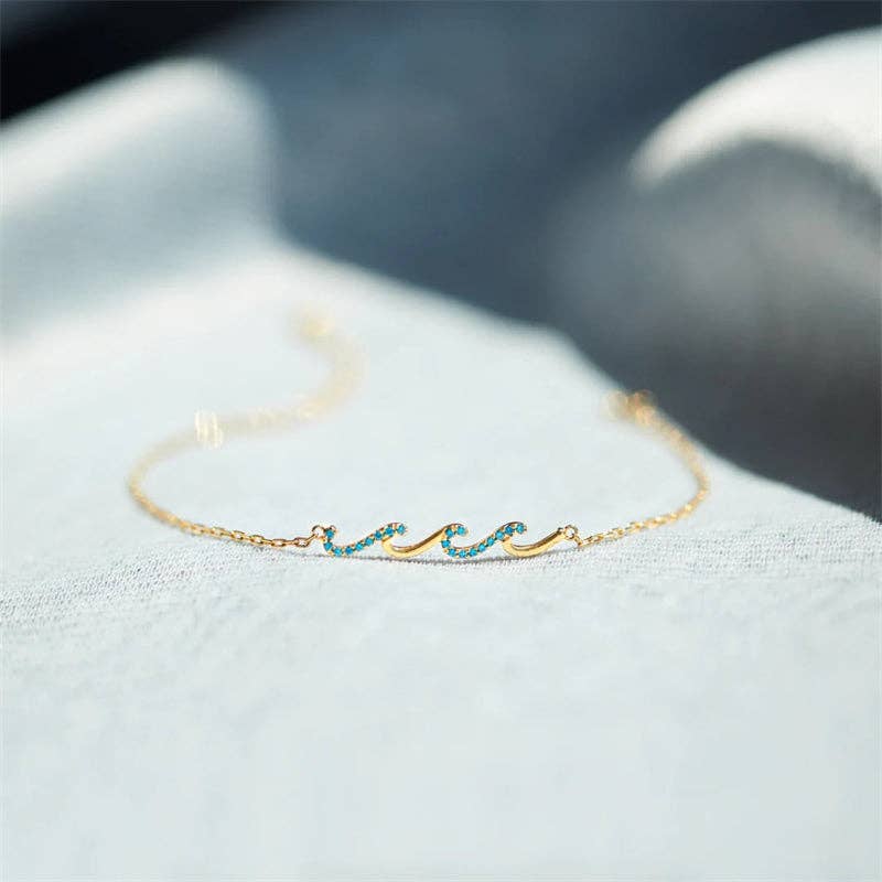 Dainty Ocean Wave Bracelet: Gold