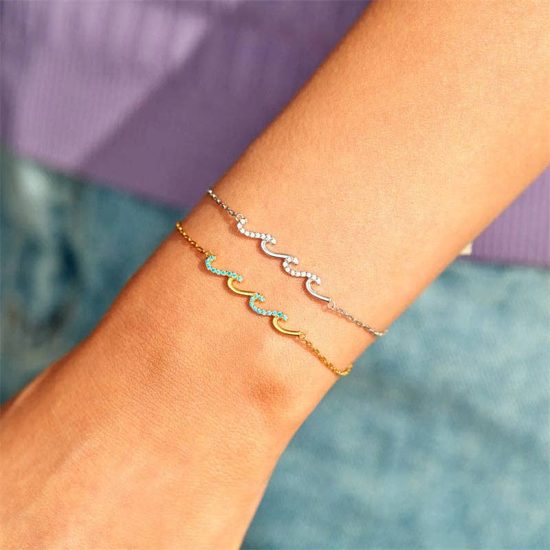 Dainty Ocean Wave Bracelet: Gold